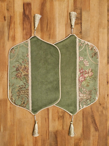 عسلی ساتن سیلک مدل وینتیج سبز