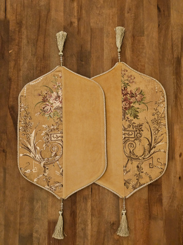 عسلی ساتن سیلک مدل وینتیج طلایی